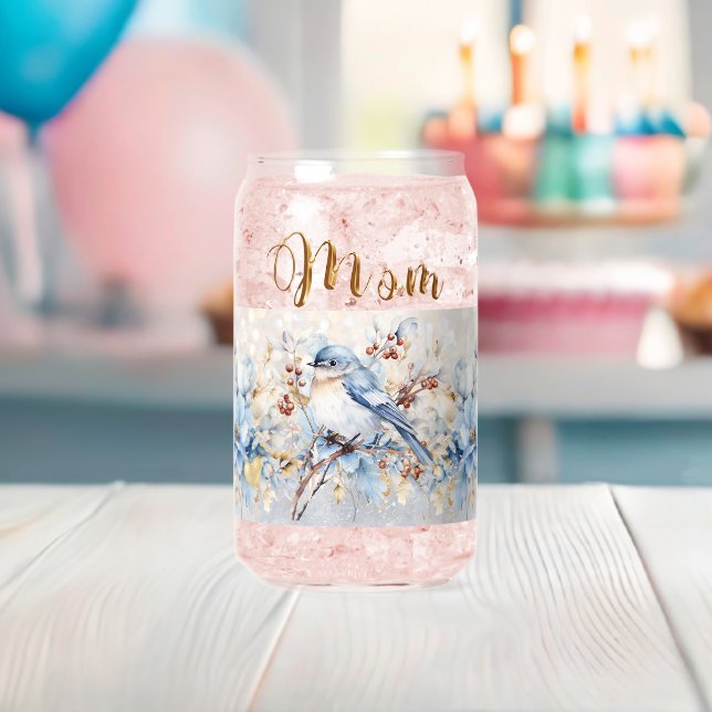 Verre Canette Bluebird de bonheur (Insitu (Baby Shower))