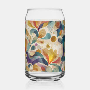 Verre Canette Boho Abstrait Aquarelle Floral Tourbillon Or Turqu