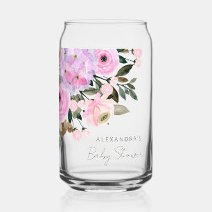 Verre Canette Boho Lavender rose Baby shower d'aquarelle florale