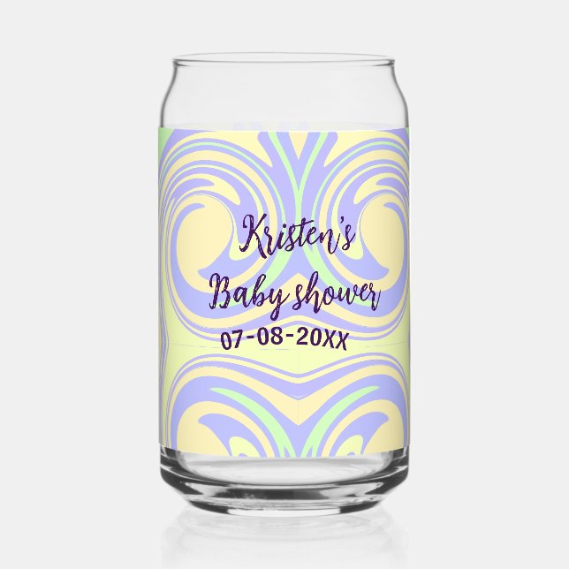 Verre Canette Boho violet vert baby shower marbre rustique moder (Recto)