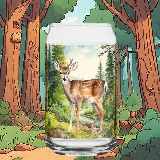 Verre Canette Bois mignon Cerf de campagne (Créateur téléchargé)