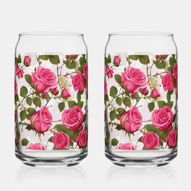 Verre Canette Boissons Ensemble "Jardin Rose Délice : rose incom (Recto)