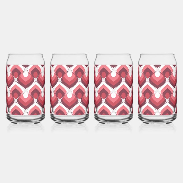 Verre Canette Bold Retro Modern Motif in Pinks (Droite)