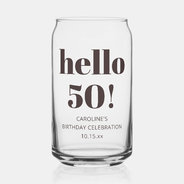 Verre Canette Bold Typography Brown Modern 50th Birthday Favor (Recto)