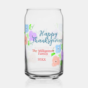 Verre Canette Bon thanksgiving bleu violet rose ajouter famille