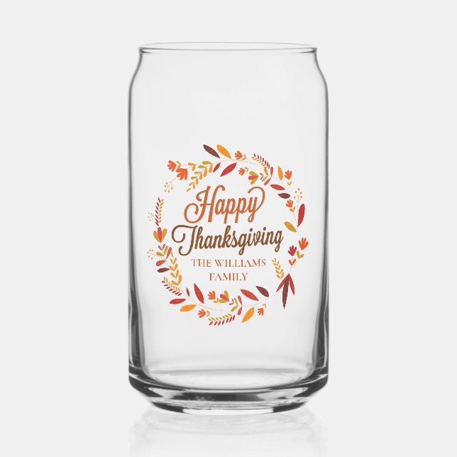 Verre Canette Bon thanksgiving Cute Feu d'automne personnalisé (Recto)