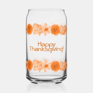 Verre Canette Bon thanksgiving Fleurs d'automne Texte personnali
