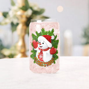 Verre Canette Bonhomme de neige bébé avec ornement de flocons de