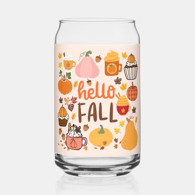 Verre Canette Bonjour citrouilles d'automne (Recto)
