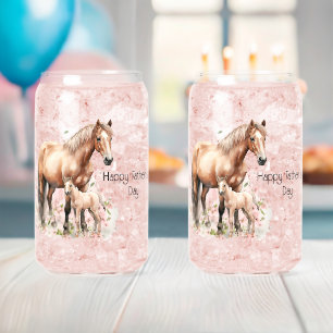 Verre Canette Bonne Fête des pères Horse Fleurs de Foal