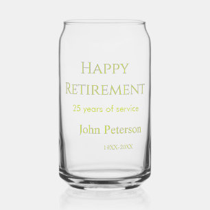 Verre Canette Bonne retraite nom année verte années de service