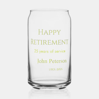 Verre Canette Bonne retraite nom année verte années de service