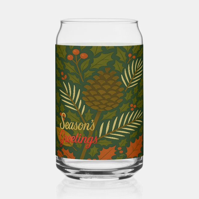 Verre Canette Bonnes Fêtes mi-siècle automne et hiver (Recto)