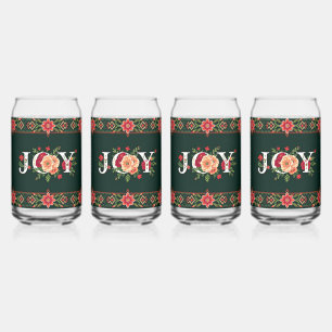 Verre Canette bordure florale de Noël JOIE