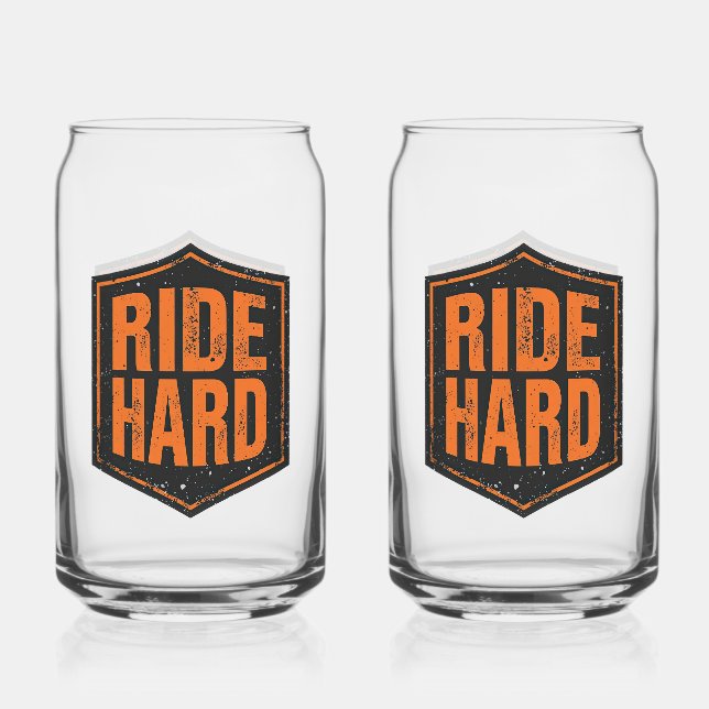 Verre Canette Bouclier de moto Grunge "Ride Hard" (Recto)
