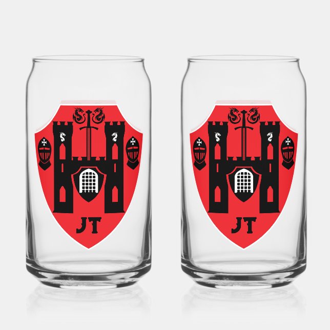 Verre Canette Bouclier Knights personnalisable (Recto)