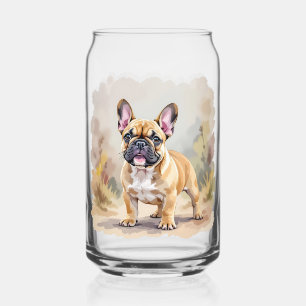Verre Canette Bouledogue Français Brun Fauve Mignon Chien French
