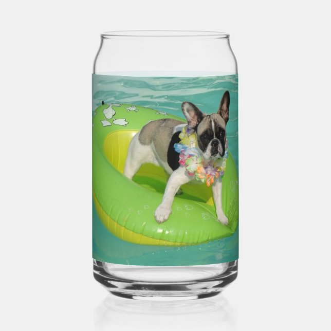 Verre Canette Bouledogue français été French Bulldog (Recto)