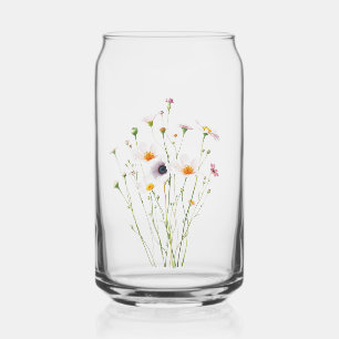Verre Canette Bouquet aquarelle de fleurs sauvages