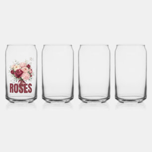 Verre Canette Bouquet Floral de Roses Romantiques Dessin de Fleu
