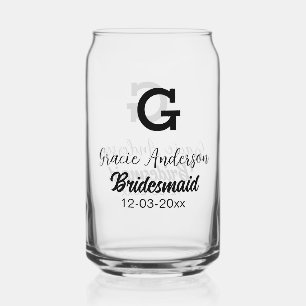 Verre Canette Bridesmaid ajouter nom monogramme simple minimal m