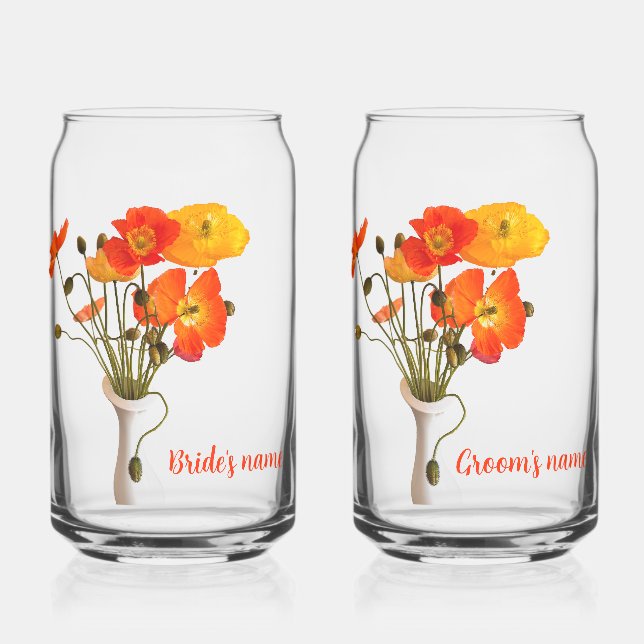 Verre Canette Bright Poppy Mariage cadeau (Recto)
