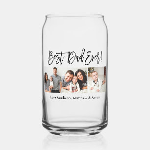 Verre Canette Brosse moderne Script 3 photo Meilleur papa jamais