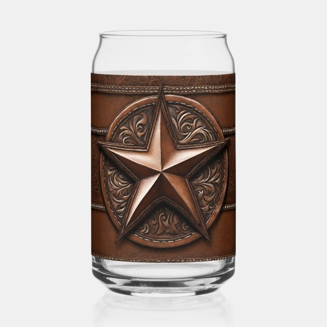 Verre Canette Brown Cowboy Rustique Western Country Texas Star (Recto)