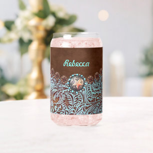 Verre Canette brune turquoise western country cowgirl bridesmaid