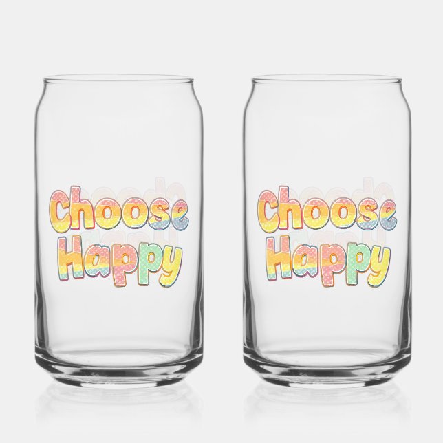 Verre Canette Bubbly Font "Choose Happy" Quote (Recto)