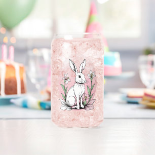 Verre Canette Bunny et Lilies
