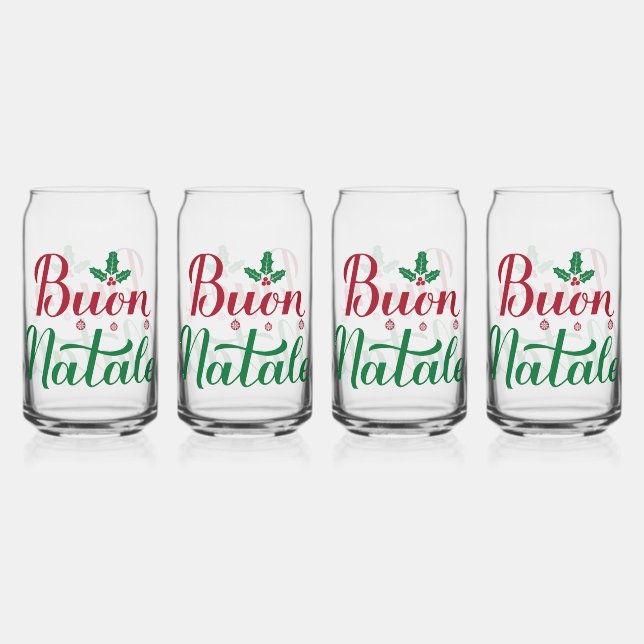 Verre Canette Buon Natale Noël rouge et vert (Recto)