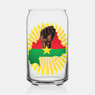 Verre Canette Burkina Faso Carte, drapeau et première révolution