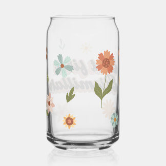 Verre Canette But First Bismillah Clear Glass Can Wildflowers