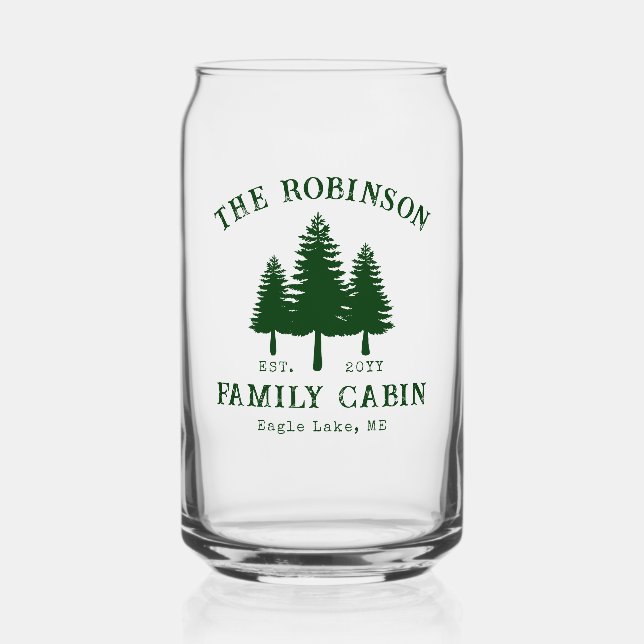 Verre Canette Cabane de famille rustique en forêt verte (Recto)