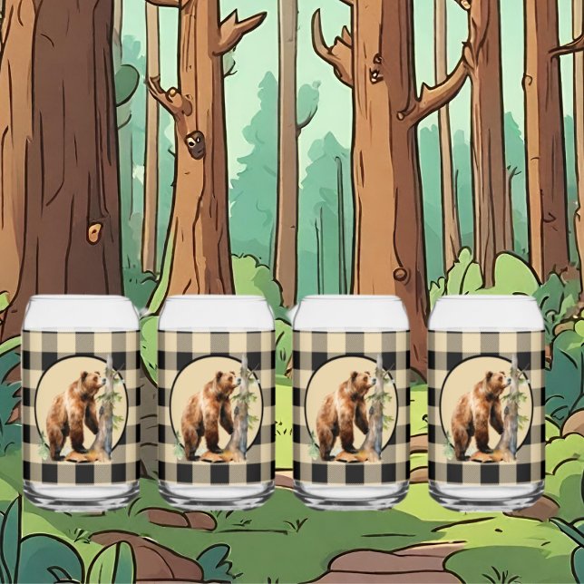 Verre Canette Cabine d'ours brun rustique (Créateur téléchargé)