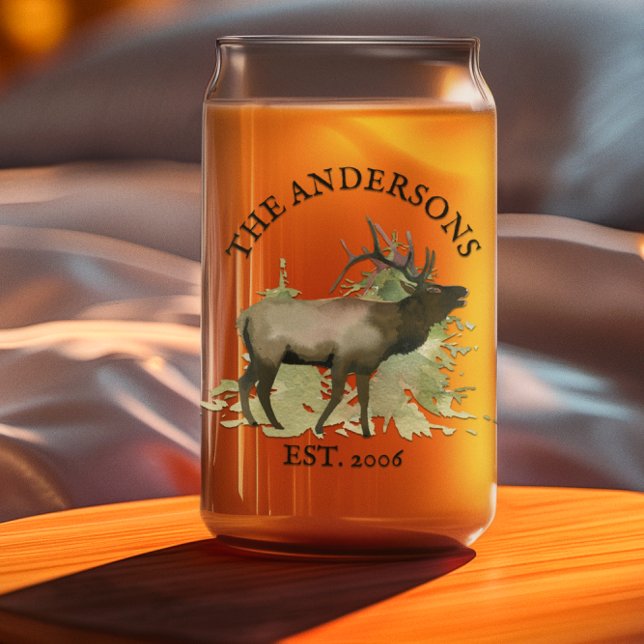 Verre Canette Cabine Rustic Elk bois Cabine de montagne personna (Créateur téléchargé)