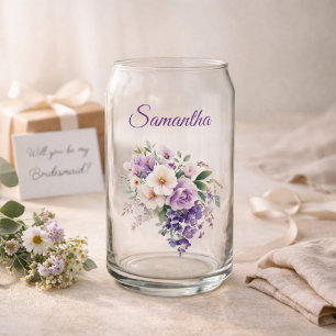 Verre Canette Cadeau de Demoiselle d'Honneur Élégante Fleur Viol