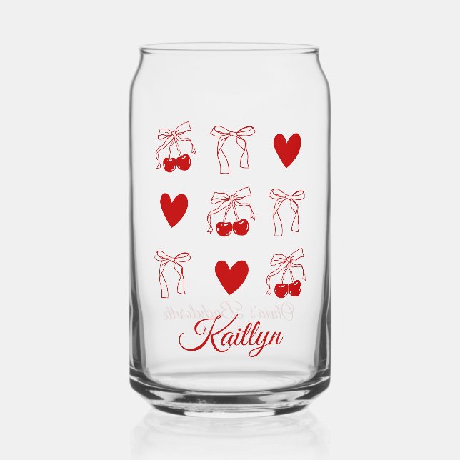 Verre Canette Cadeau de fête de Bachelorette Bow Coquette Rouge  (Recto)