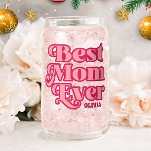 Verre Canette Cadeau de fête des mères rose groovy rétro pour la