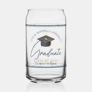 Verre Canette Cadeau de fin d'études chic bleu marine