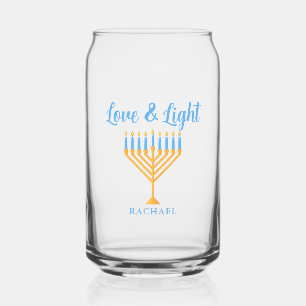Verre Canette Cadeau de menorah personnalisé pour Hanukkah Love