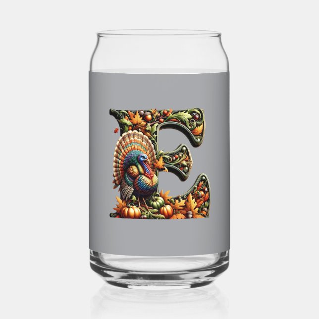 Verre Canette Cadeau de style Thanksgiving avec la lettre E  (Recto)