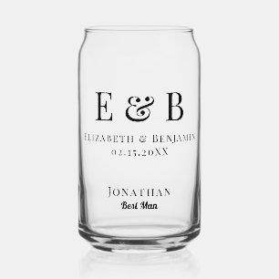 Verre Canette Cadeau de témoin personnalisé Mariage Minimaliste