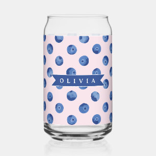 Verre Canette Cadeau Personnalisé Aquarelle Myrtille Bleue Migno