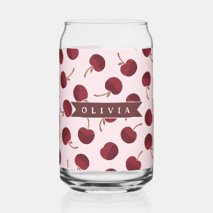 Verre Canette Cadeau Personnalisé avec Motif Cerise Esthétique