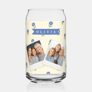 Verre Canette Cadeau personnalisé avec motif de fleur sauvage bl