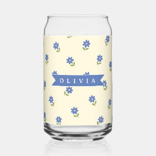 Verre Canette Cadeau personnalisé avec motif de fleur sauvage bl