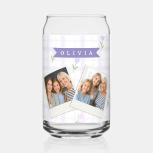 Verre Canette Cadeau personnalisé avec motif floral à carreaux l