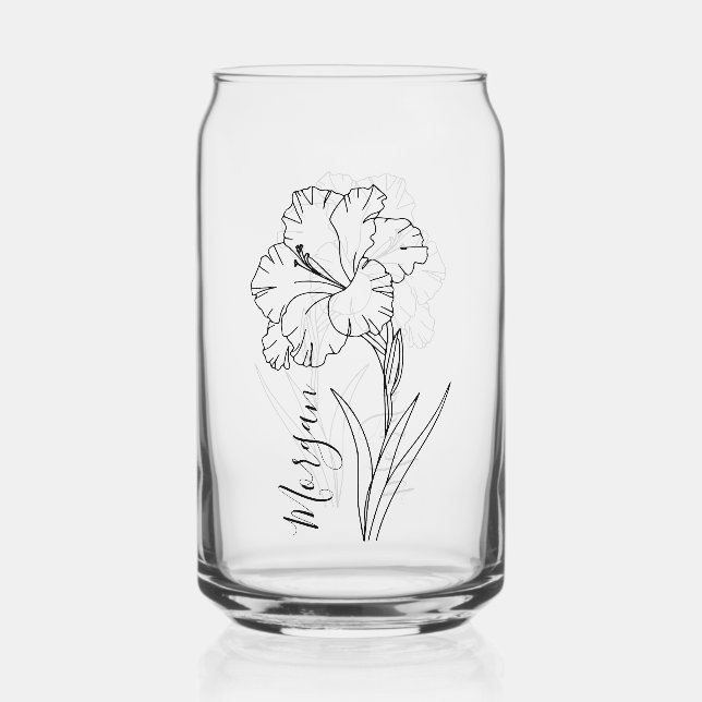 Verre Canette Cadeau personnalisé d'août Gladiolus Fleur de nais (Recto)